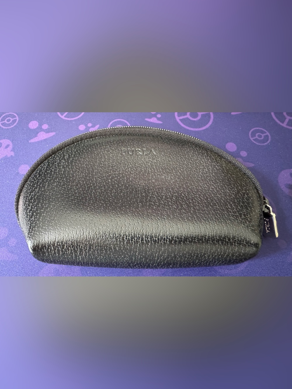 Furla Black Pebbled Leather Toiletry Pouch